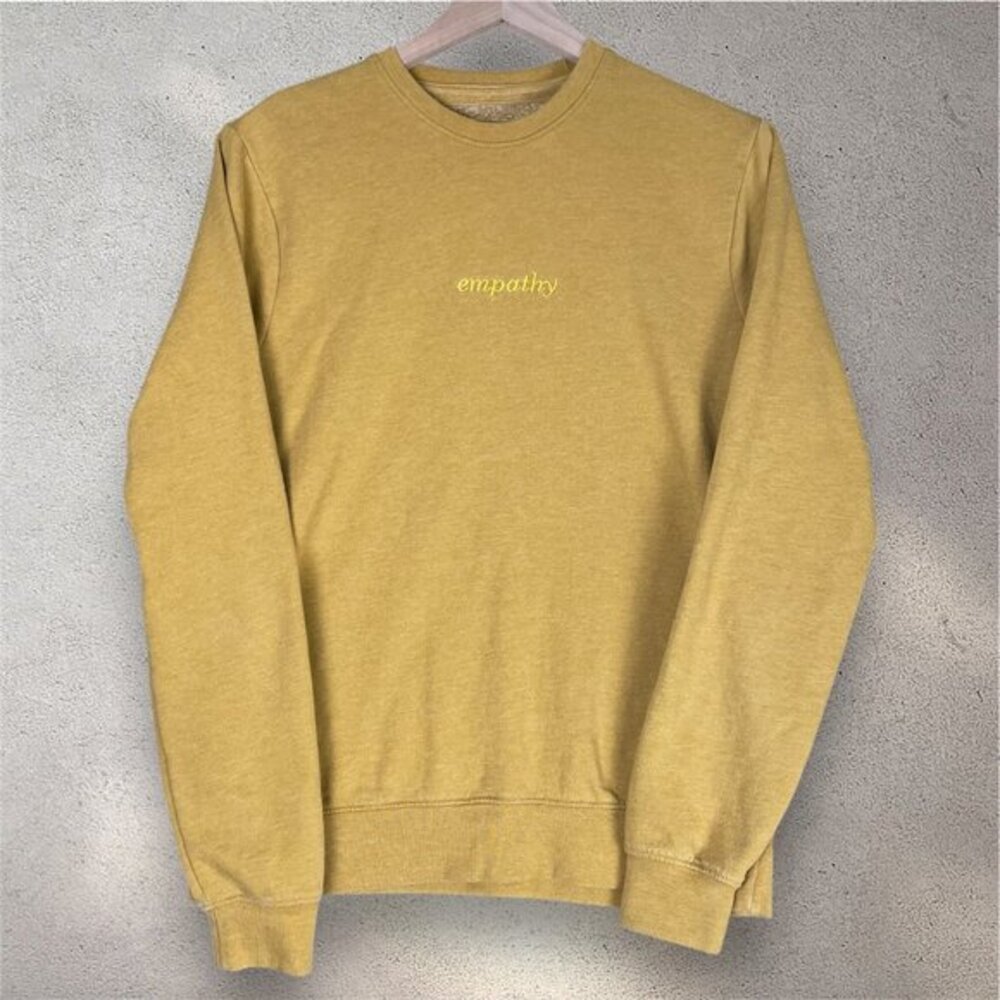Blind Rooster Empathy Sweater Women's S Yellow Fleece Minimal Cozy Soft Girl EUC